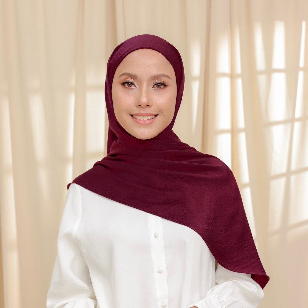 Petal Grace Easy Hijab - RED CHAI