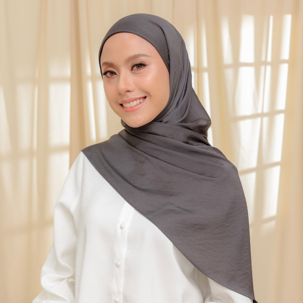 Petal Grace Easy Hijab - RICH GREY