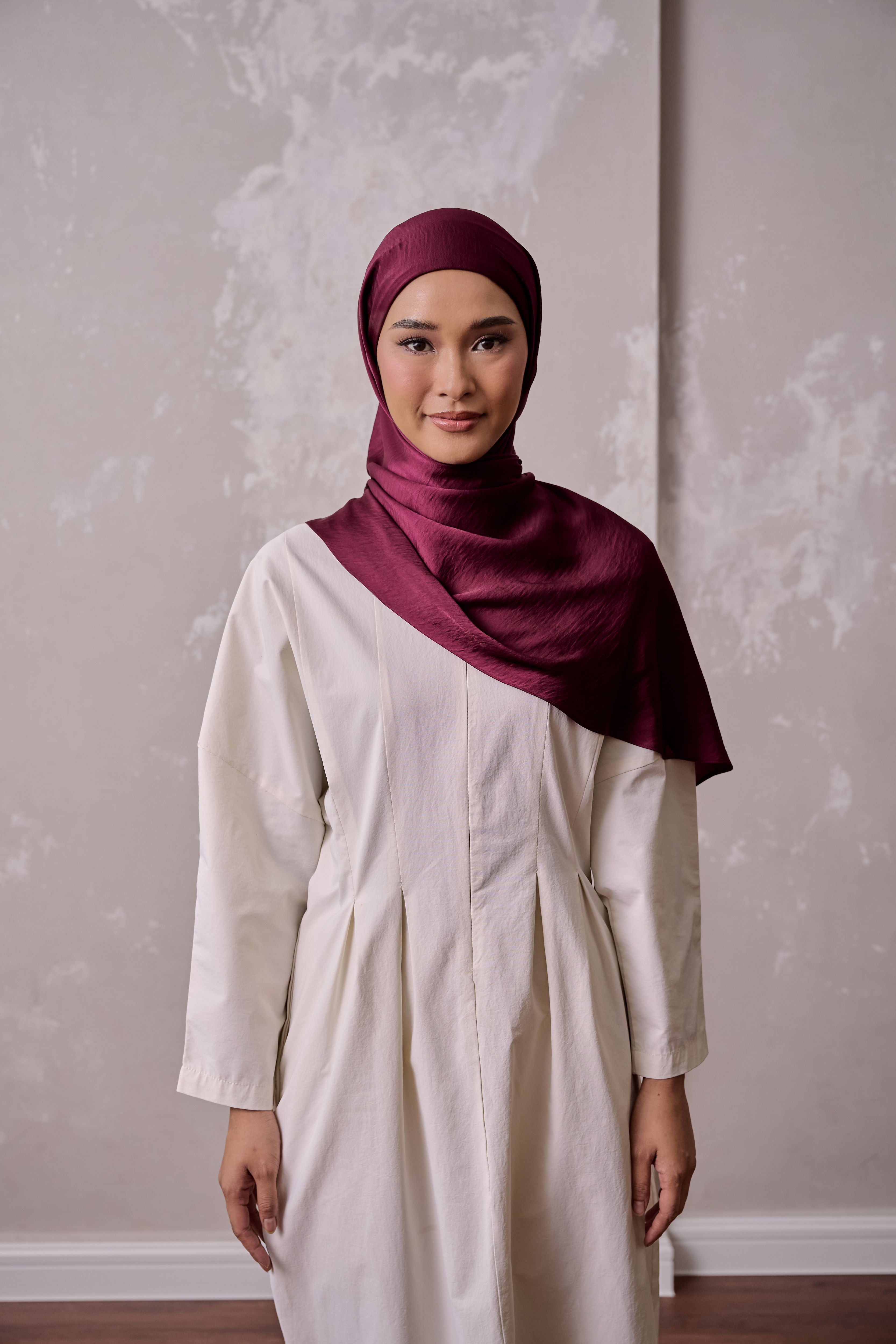 Petal Grace Easy Hijab - RED CHAI