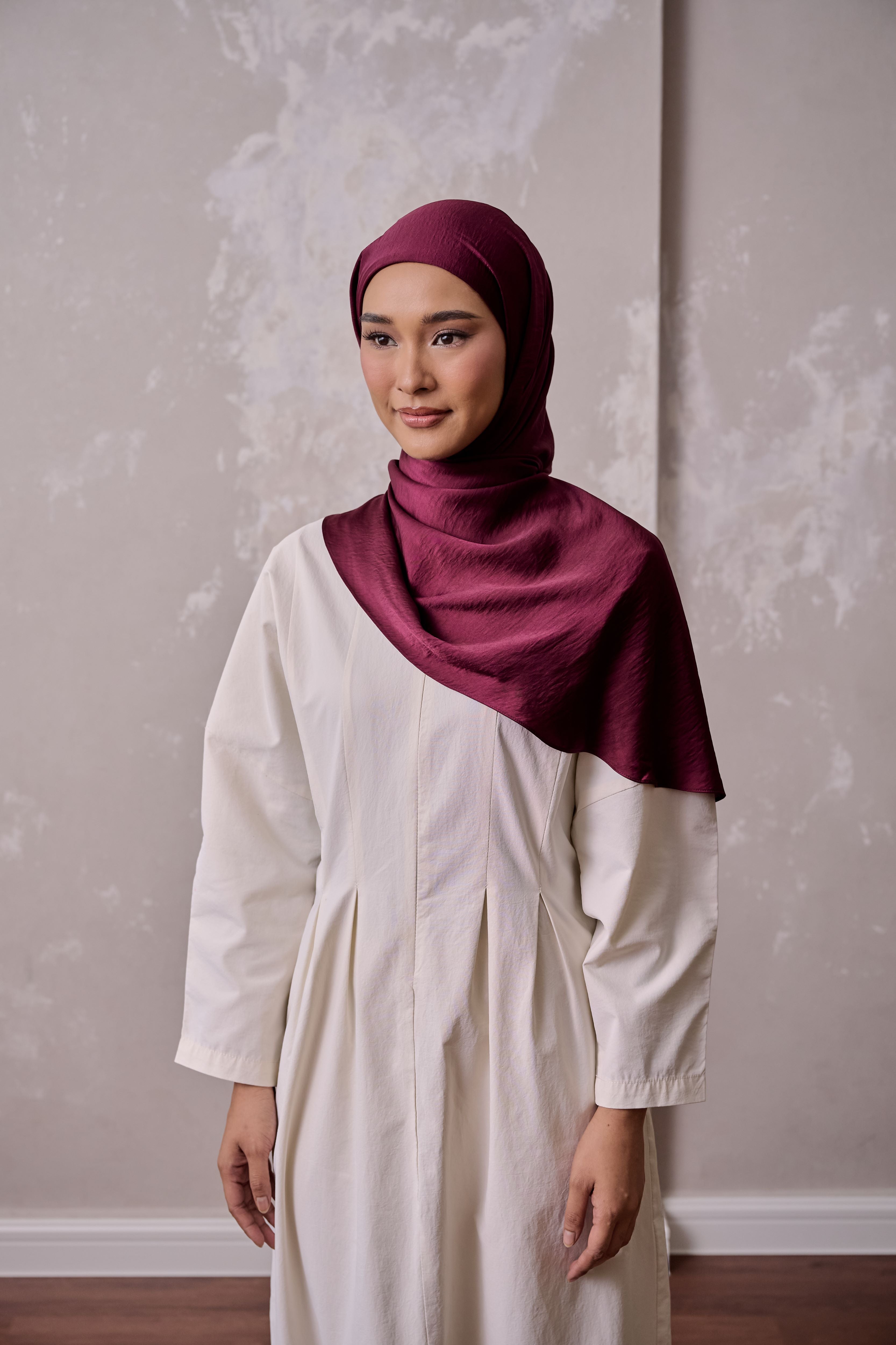 Petal Grace Easy Hijab - RED CHAI