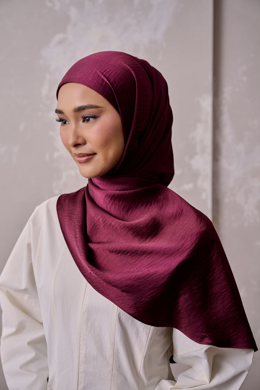 Petal Grace Easy Hijab - RED CHAI