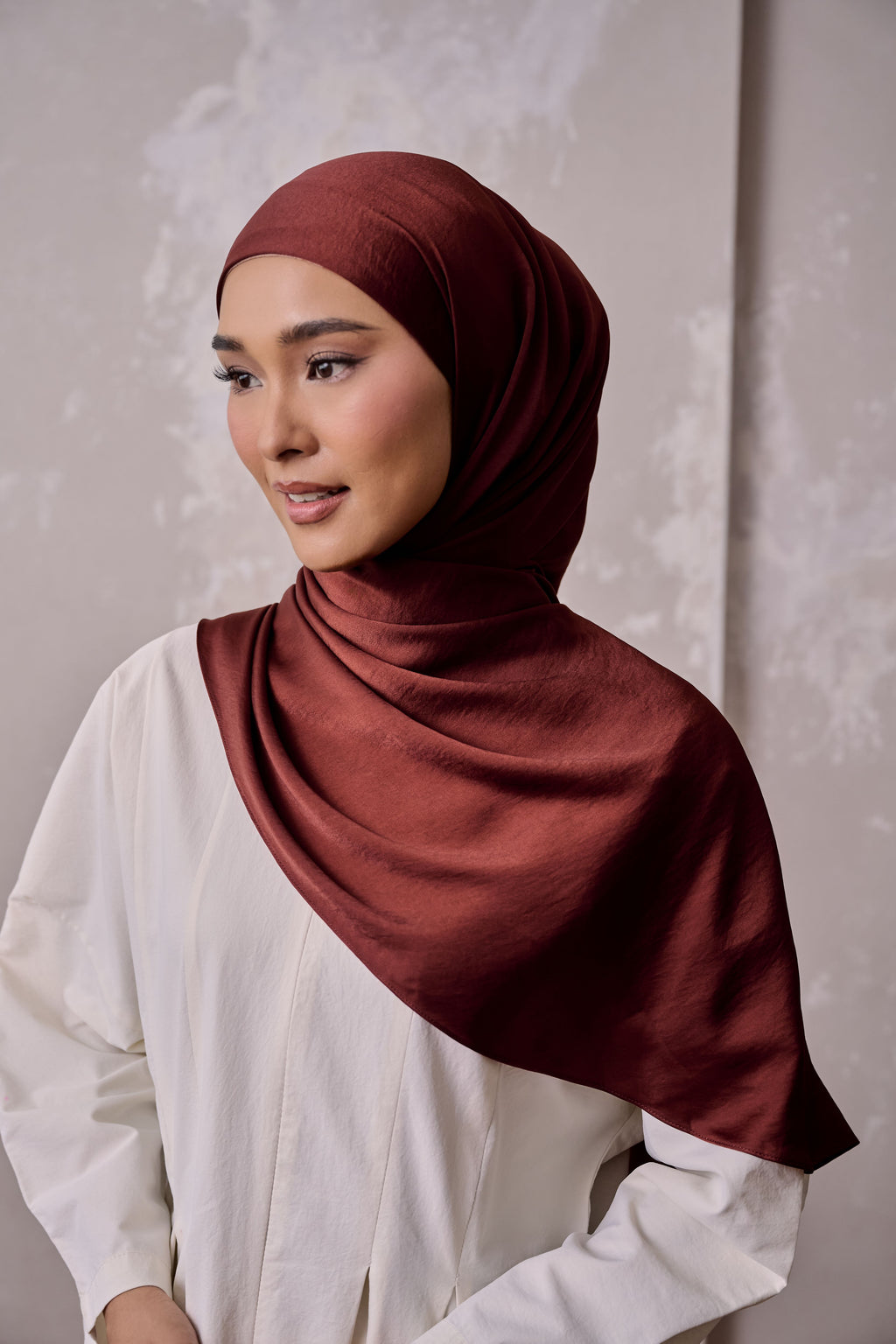 Petal Grace Easy Hijab - RUSSET